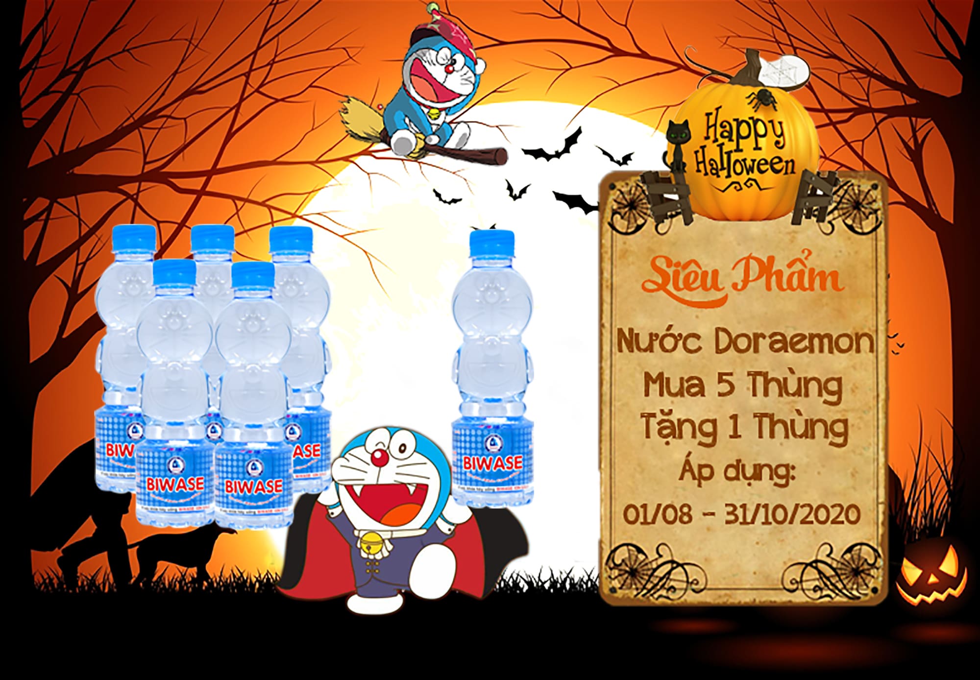 Nước Doraemon ưu đãi mua 5 thùng tặng 1 thùng 